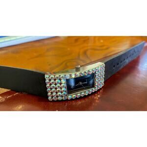 Women's Osirock Watch, Silver Tone Case with Crystal Accents, Black Face, Poly B